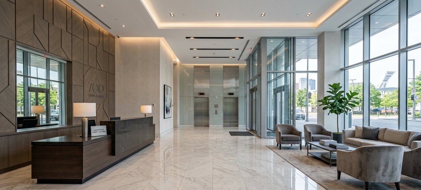 Hall entree immeuble copropriete GCC Entretien Brossard